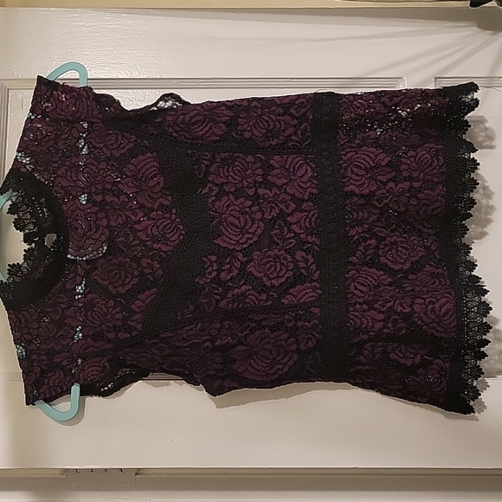 Black & Purple Lace Blouse